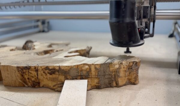 making a blue coral leaf made with deep pour epoxy resin and olivewood with cnc