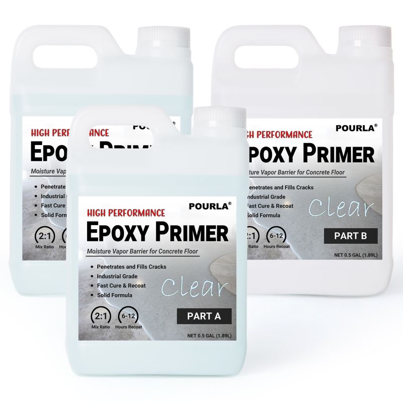 pourla epoxy primer for floor moisture barrier concrete flooring 1.5 gallon kit